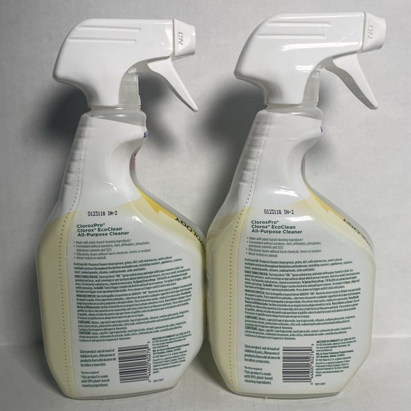 LOT x2 Clorox Cloroxpro Ecoclean All-Purpose Cleaner Spray Bottle 32 Fl Oz - Picture 3 of 8